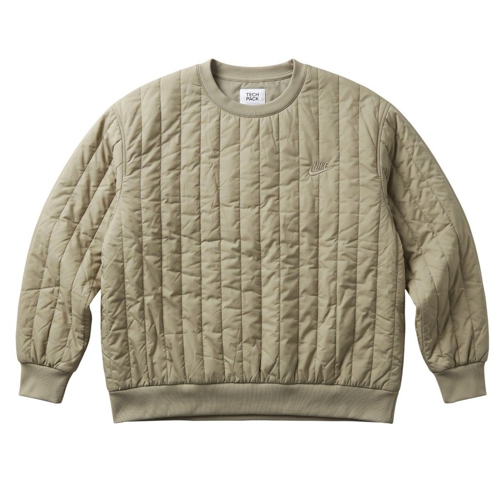 Nike Tech Pack Quilted Therma-FIT Sweatshirt Mens XXL Khaki New DQ4302-247